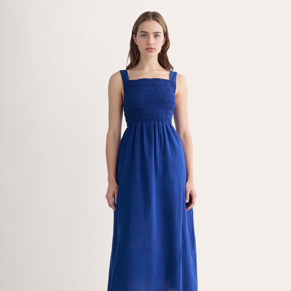 Everlane Women's Gauze Smock Dress in Mazarine Blue, Size Small